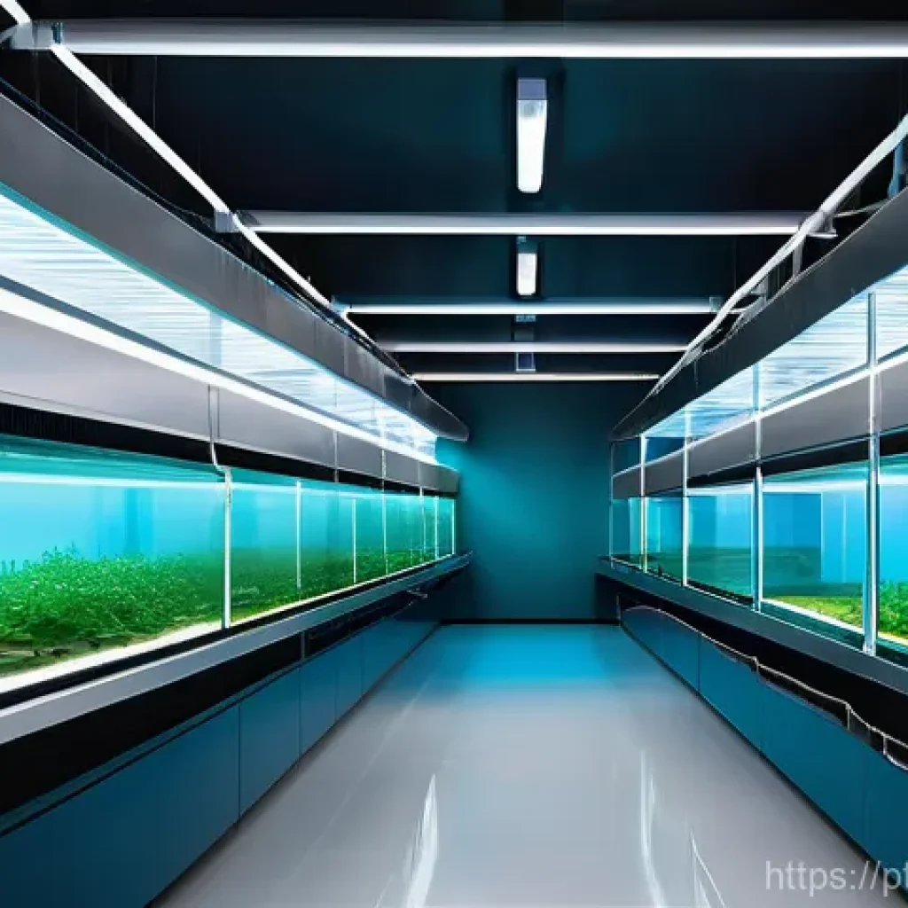 내수면 어업의 가능성 - **Prompt 1: The Future of Freshwater Aquaculture**
    "A highly advanced, futuristic indoor freshwa...
