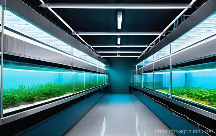 내수면 어업의 가능성 - **Prompt 1: The Future of Freshwater Aquaculture**
"A highly advanced, futuristic indoor freshwa...