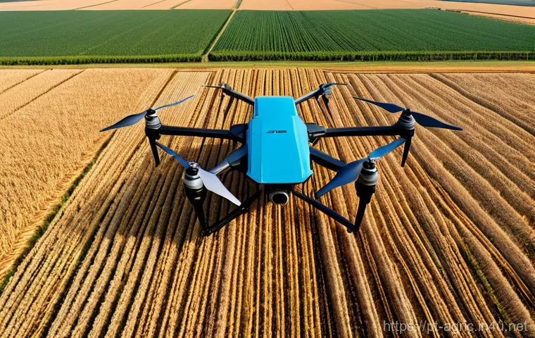 드론 농업 활용법 - **Prompt 2: Early Detection of Crop Stress**
    "A specialized agricultural drone, equipped with ad...