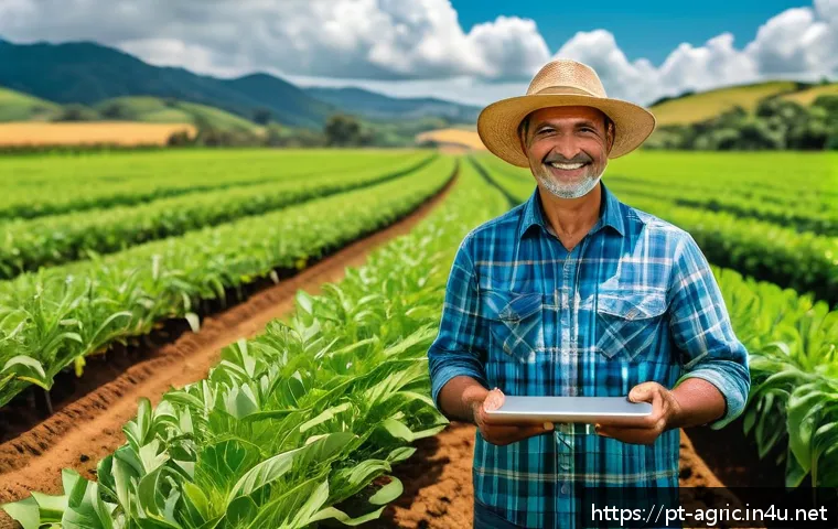 농업 관련 자격증 종류 - A vibrant rural agricultural scene showcasing a diverse farm with modern technology integration: a m...
